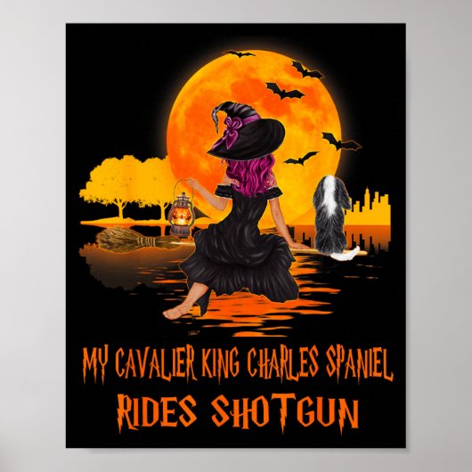 Cavalier fährt mit Schrotflinte Hund und Hexe Lust Poster (Vorne)