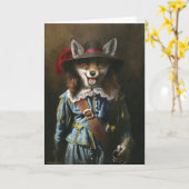 Cavalier Fox Greetings Card Karte (Gelbe Blume)