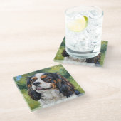 Cavalier Glass Coaster for Dog Lovers Glasuntersetzer (Schrägansicht)