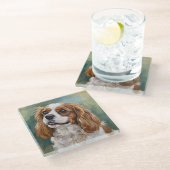 Cavalier Glass Coaster for Dog Lovers Glasuntersetzer (Schrägansicht)