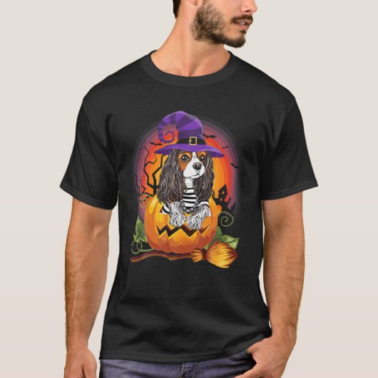 Cavalier Hexch Pumpkin Halloween Hund Lover-Kostüm T-Shirt (Vorderseite)