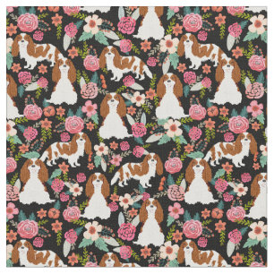 cavalier kc spaniel blenheim Vintage Flora Stoff