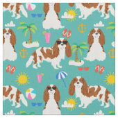 cavalier kc spaniel dog sommer tropical stoff (Nahaufnahme)