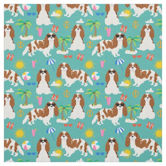 cavalier kc spaniel dog sommer tropical stoff (Muster)