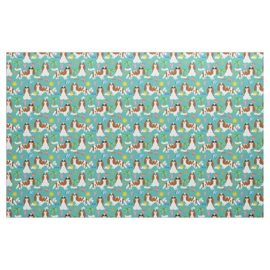 cavalier kc spaniel dog sommer tropical stoff (Fat Quarter (45,7 x 55,9 cm))