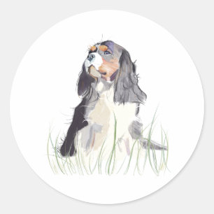 Cavalier King Aquarell Runder Aufkleber