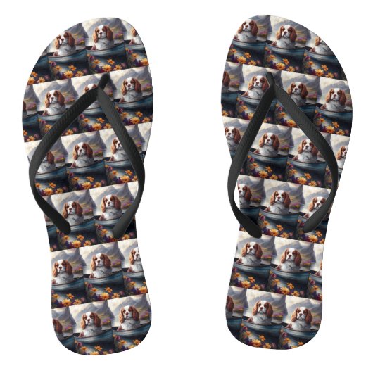 Cavalier King auf einem Paddel: Ein Landschaftlich Badesandalen (Fußbett)