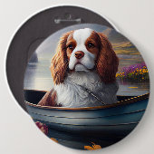 Cavalier King auf einem Paddel: Ein Landschaftlich Button (Vorne & Hinten)