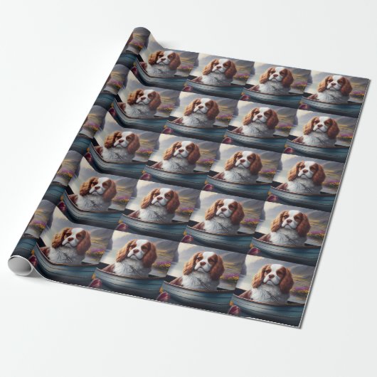 Cavalier King auf einem Paddel: Ein Landschaftlich Geschenkpapier (Ungerollt)