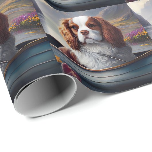 Cavalier King auf einem Paddel: Ein Landschaftlich Geschenkpapier (Rolleneckpunkt)