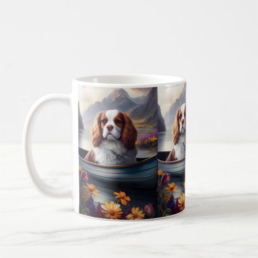 Cavalier King auf einem Paddel: Ein Landschaftlich Kaffeetasse (Links)