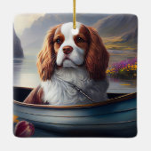 Cavalier King auf einem Paddel: Ein Landschaftlich Keramikornament (Rückseite)