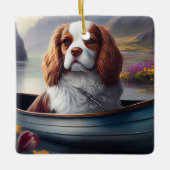 Cavalier King auf einem Paddel: Ein Landschaftlich Keramikornament (Vorderseite)