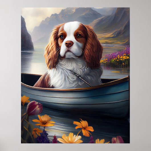 Cavalier King auf einem Paddel: Ein Landschaftlich Poster (Vorne)