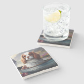 Cavalier King auf einem Paddel: Ein Landschaftlich Steinuntersetzer (Seitenansicht)