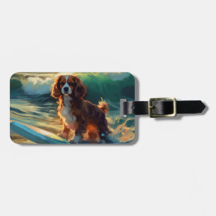 Cavalier King Beach Surfen Malerei Gepäckanhänger