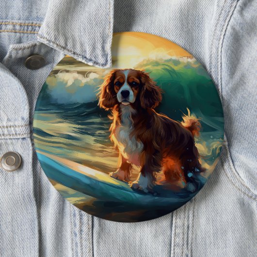 Cavalier King Beach Surfmalerei Button (Beispiel)