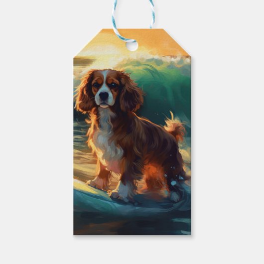 Cavalier King Beach Surfmalerei Geschenkanhänger (Vorderseite)