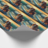 Cavalier King Beach Surfmalerei Geschenkpapier (Ecke)