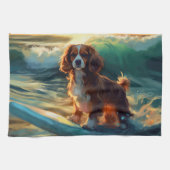 Cavalier King Beach Surfmalerei Geschirrtuch (Horizontal)