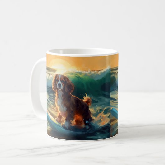 Cavalier King Beach Surfmalerei Kaffeetasse (Vorderseite Links)