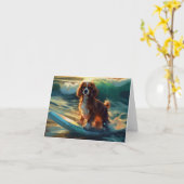 Cavalier King Beach Surfmalerei Karte (Gelbe Blume)