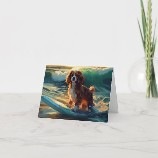 Cavalier King Beach Surfmalerei Karte (Vorderseite)