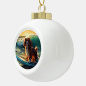 Cavalier King Beach Surfmalerei Keramik Kugel-Ornament (Rechts)