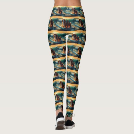 Cavalier King Beach Surfmalerei Leggings (Rückseite)