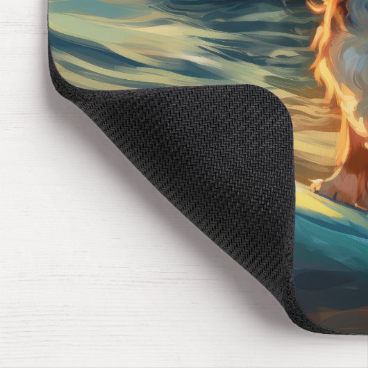 Cavalier King Beach Surfmalerei Mousepad (Ecke)