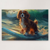 Cavalier King Beach Surfmalerei Puzzle (Horizontal)