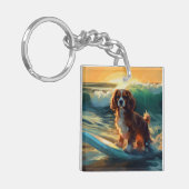 Cavalier King Beach Surfmalerei Schlüsselanhänger (Vorderseite links)