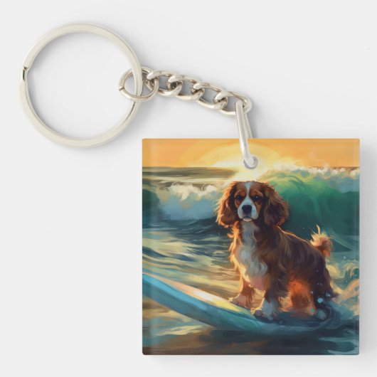 Cavalier King Beach Surfmalerei Schlüsselanhänger (Vorderseite)