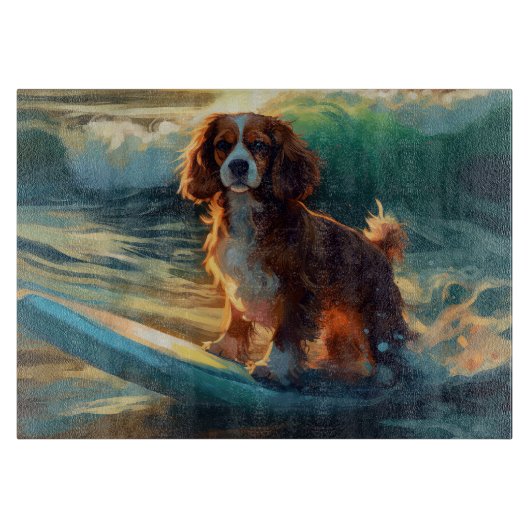Cavalier King Beach Surfmalerei Schneidebrett (Vorderseite)