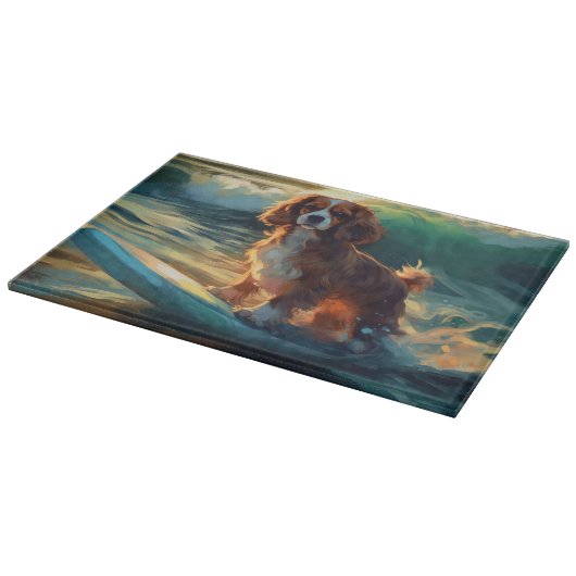 Cavalier King Beach Surfmalerei Schneidebrett (Ecke)