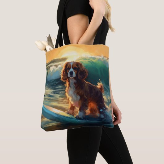 Cavalier King Beach Surfmalerei Tasche (Von Nahem)