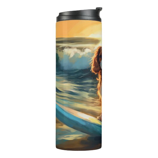 Cavalier King Beach Surfmalerei Thermosbecher (Nach links gedreht)