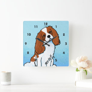 Cavalier King Charles Acrylic Wall Clock Quadratische Wanduhr