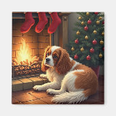 Cavalier King Charles am Kamin Weihnachten Magnet (Vorne)