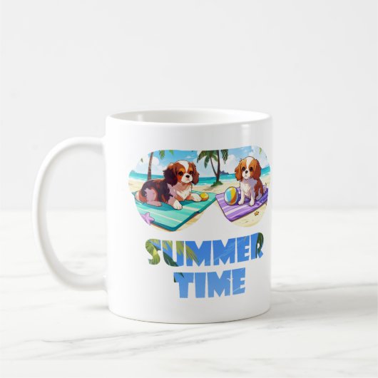 Cavalier King Charles am Strand Summer Time Kaffeetasse (Links)