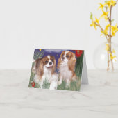Cavalier King Charles, Blenheim Babies Card Karte (Gelbe Blume)
