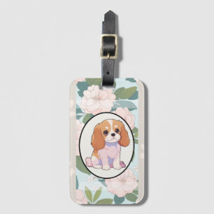 Cavalier King Charles Blume Hintergrund Gepäckanhänger