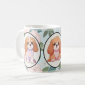 Cavalier King Charles Blume Hintergrund Kaffeetasse (Vorderseite Links)