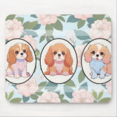 Cavalier King Charles Blume Hintergrund Mousepad (Vorne)