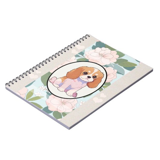 Cavalier King Charles Blume Hintergrund Notizblock (Linke Seite)