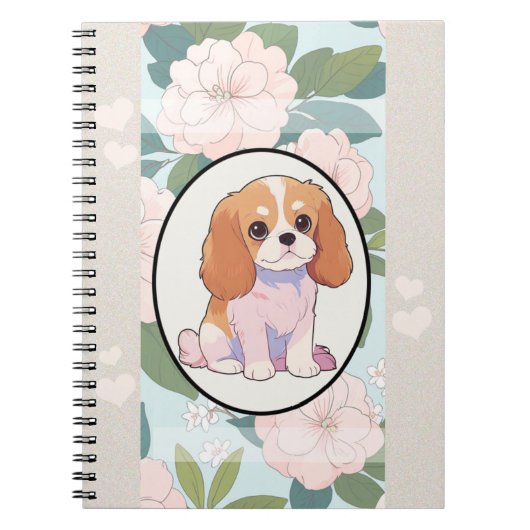 Cavalier King Charles Blume Hintergrund Notizblock (Vorderseite)