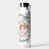 Cavalier King Charles Blume Hintergrund Trinkflasche (Vorne)
