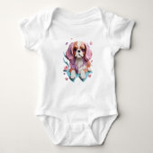 Cavalier King Charles Blume Papier schneiden Kunst Baby Strampler (Vorderseite)