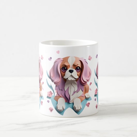 Cavalier King Charles Blume Papier schneiden Kunst Kaffeetasse (Mittel)