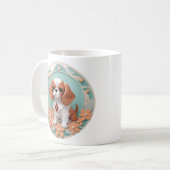 Cavalier King Charles Blume Papier schneiden Kunst Kaffeetasse (Vorderseite Links)